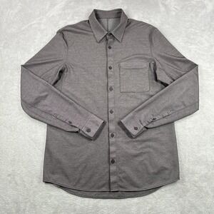 Lululemon Commission Shirt Mens Large Heather Taupe Gray Casual Performance City